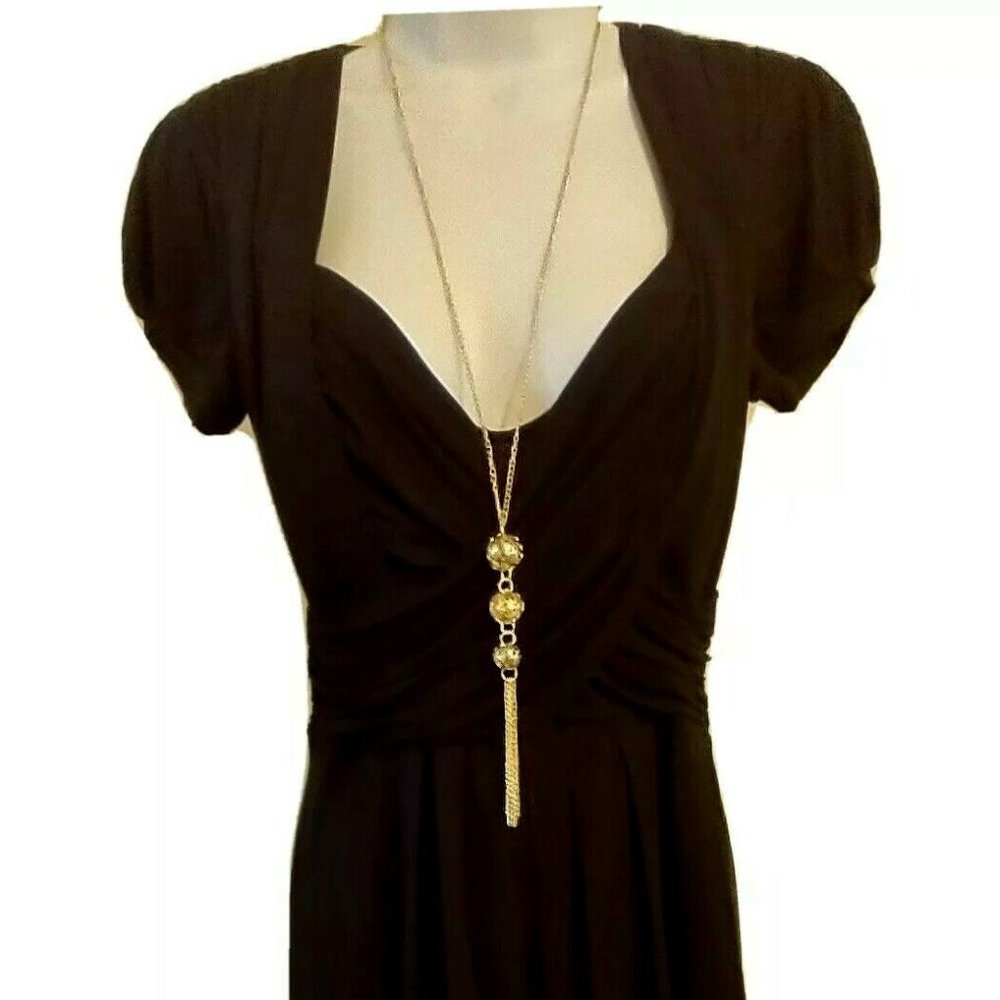 BCBG Maxazira Women's Small Black Short Sleeve Fit Flare Dress
